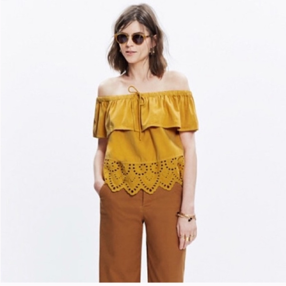 Madewell Mustard Yellow Off-the-shoulder Top